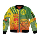 Cameroon Soccer Sleeve Zip Bomber Jacket Indomitable Lions Football - Road To Champion
