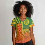 Cameroon Soccer Women V-Neck T-Shirt Indomitable Lions Football - Road To Champion