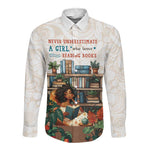 Never Underestimate A Girl Who Loves Reading Books Long Sleeve Button Shirt African Book Lovers