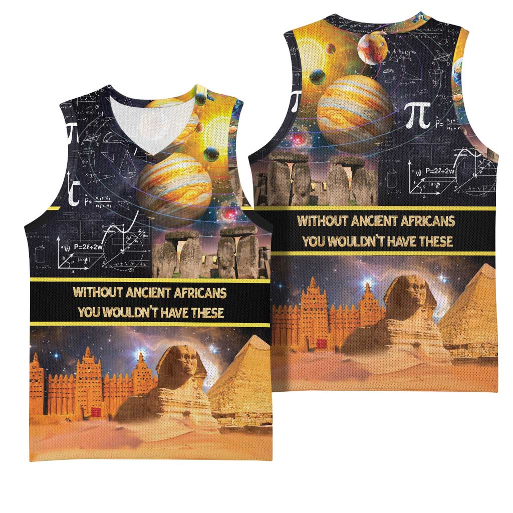 Afro Egyptian Pyramids Basketball Jersey Ancient African Achievements Galaxy DT04
