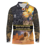 Afro Egyptian Pyramids Long Sleeve Polo Shirt Ancient African Achievements Galaxy