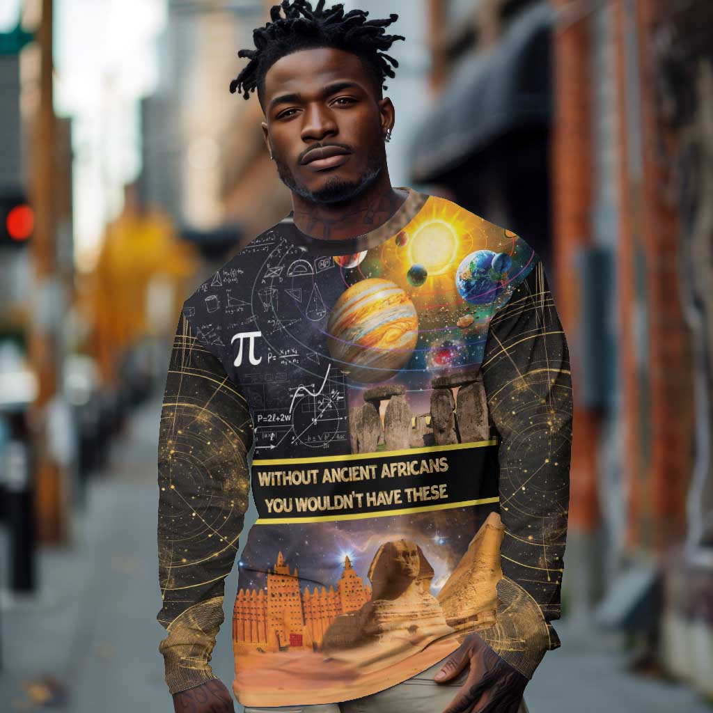 Afro Egyptian Pyramids Long Sleeve Shirt Ancient African Achievements Galaxy