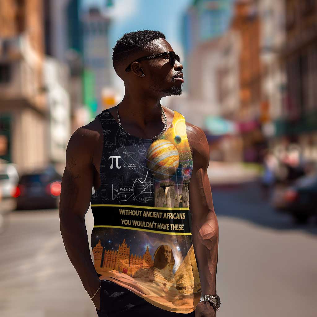 Afro Egyptian Pyramids Men Tank Top Ancient African Achievements Galaxy