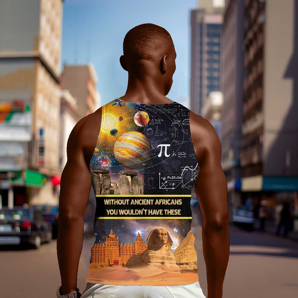 Afro Egyptian Pyramids Men Tank Top Ancient African Achievements Galaxy