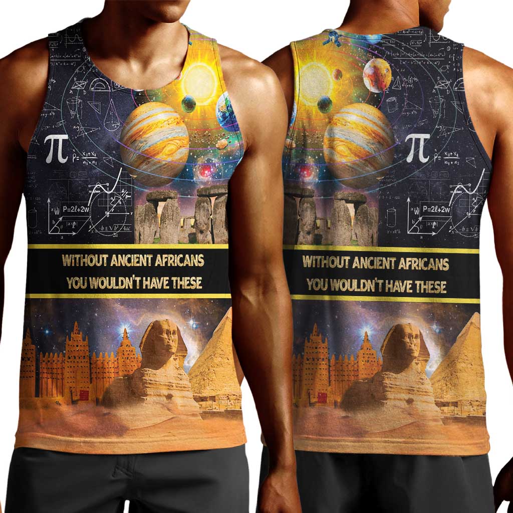 Afro Egyptian Pyramids Men Tank Top Ancient African Achievements Galaxy