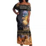 Afro Egyptian Pyramids Off Shoulder Maxi Dress Ancient African Achievements Galaxy