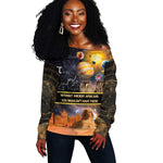 Afro Egyptian Pyramids Off Shoulder Sweater Ancient African Achievements Galaxy