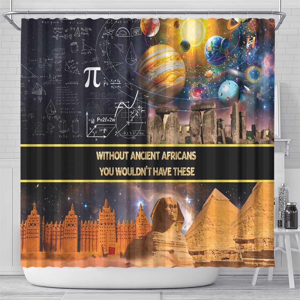 Afro Egyptian Pyramids Shower Curtain Ancient African Achievements Galaxy