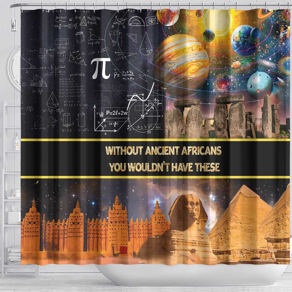 Afro Egyptian Pyramids Shower Curtain Ancient African Achievements Galaxy