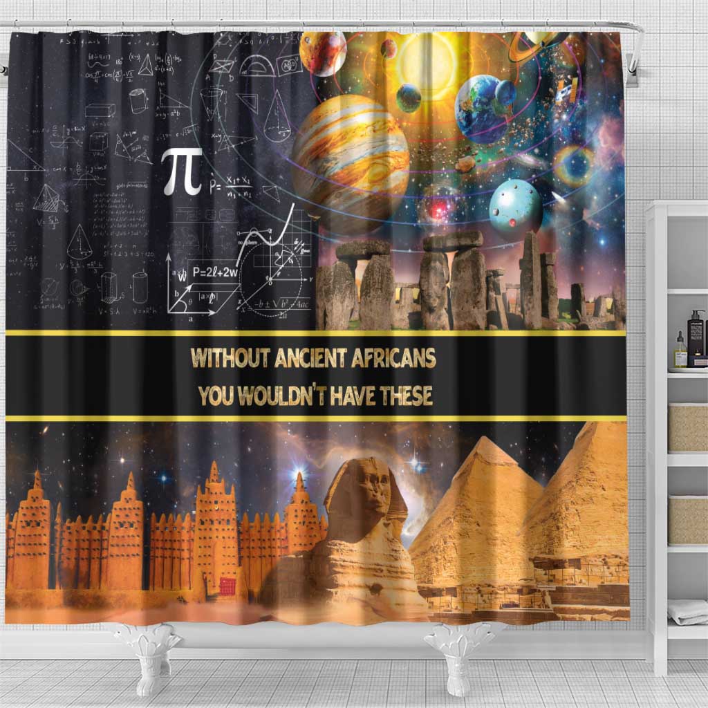 Afro Egyptian Pyramids Shower Curtain Ancient African Achievements Galaxy