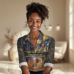 Afro Egyptian Pyramids Women Casual Shirt Ancient African Achievements Galaxy