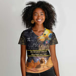 Afro Egyptian Pyramids Women V-Neck T-Shirt Ancient African Achievements Galaxy