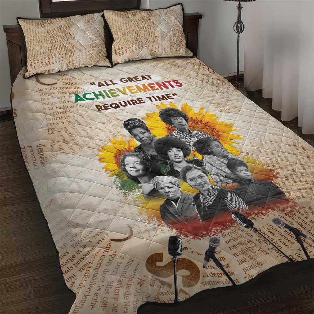 African Achievements Quilt Bed Set Civil Rights Female Leaders Sunflower