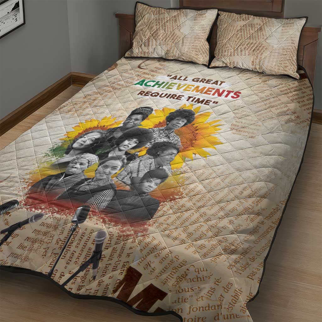African Achievements Quilt Bed Set Civil Rights Female Leaders Sunflower