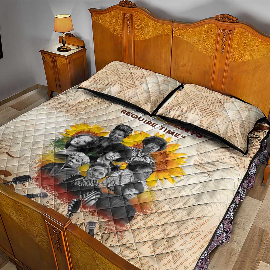 African Achievements Quilt Bed Set Civil Rights Female Leaders Sunflower