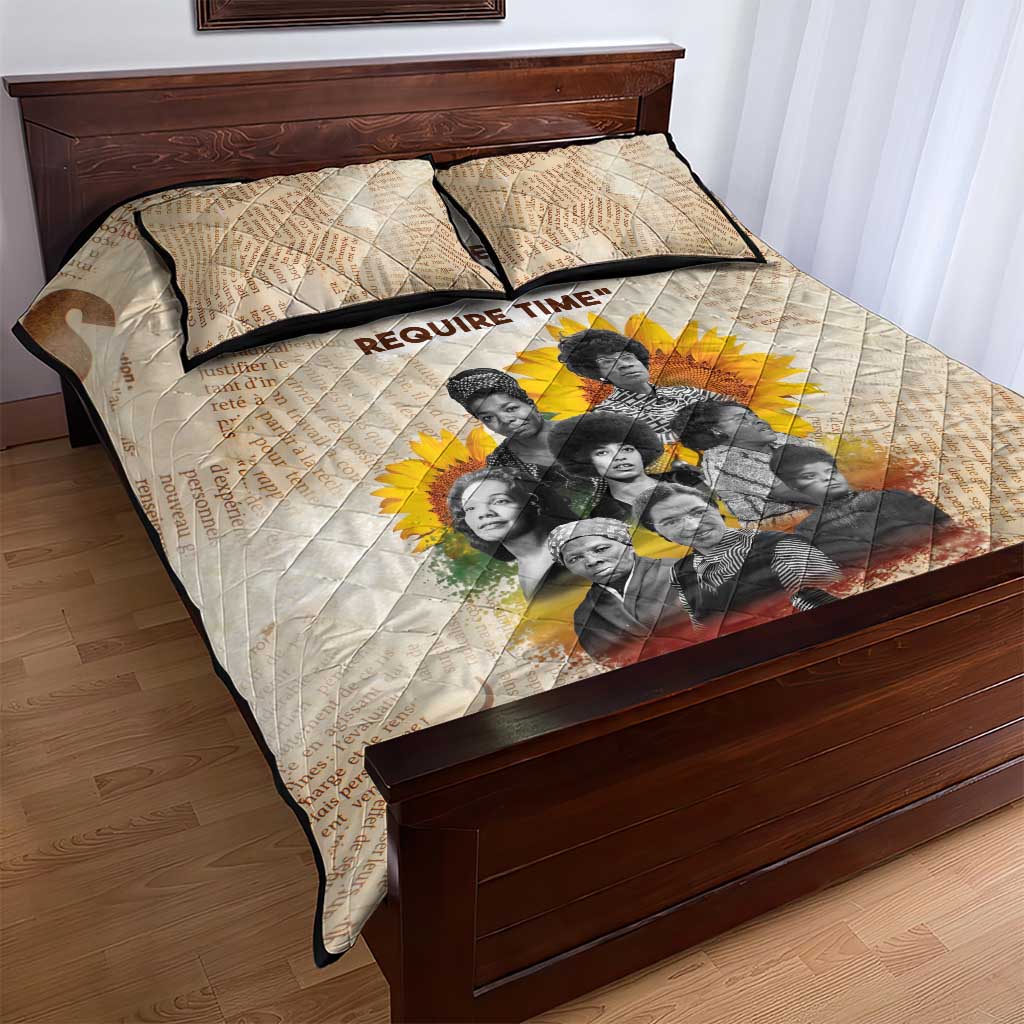 African Achievements Quilt Bed Set Civil Rights Female Leaders Sunflower
