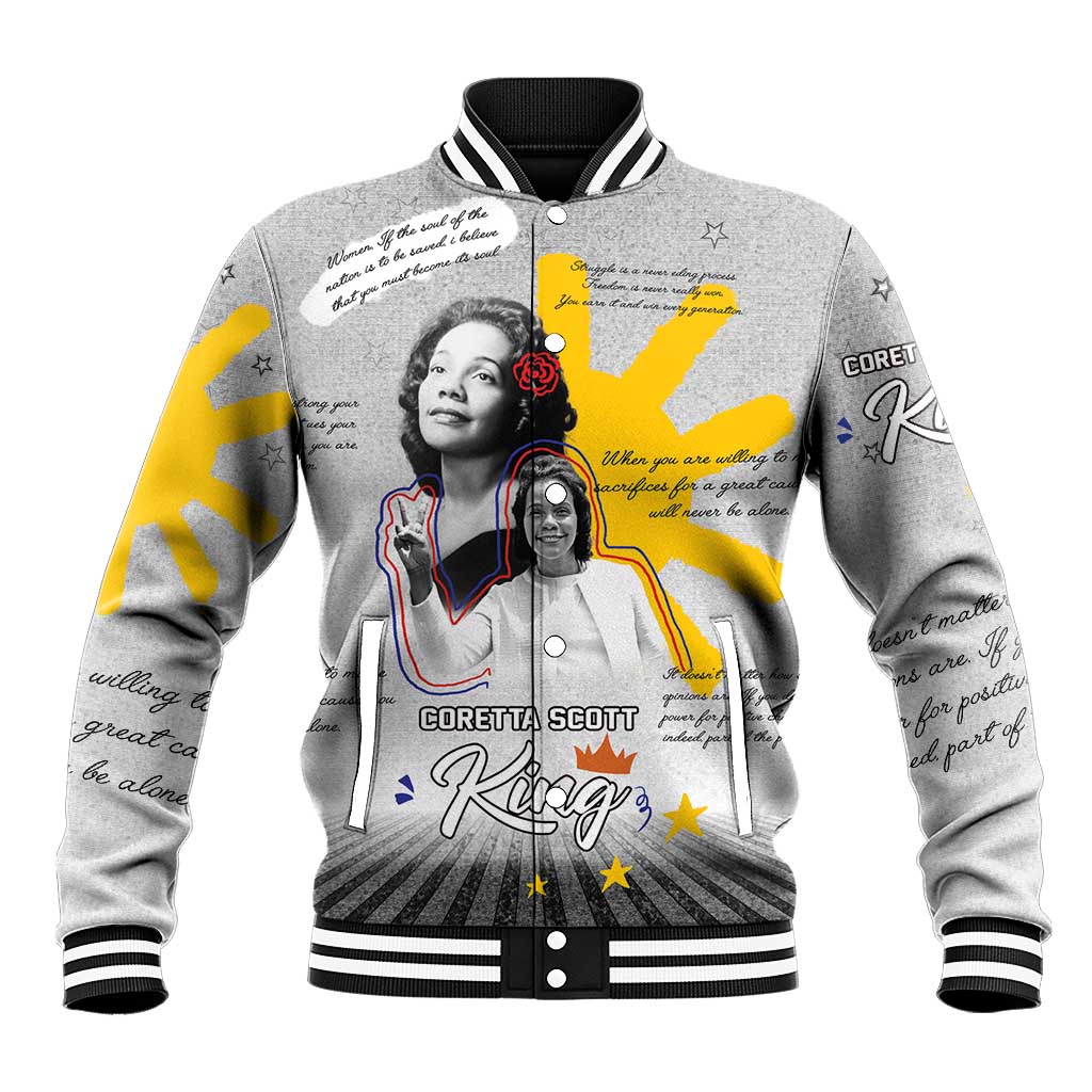 African American Coretta Scott King Baseball Jacket Honoring The Legacy Hand Draw Style