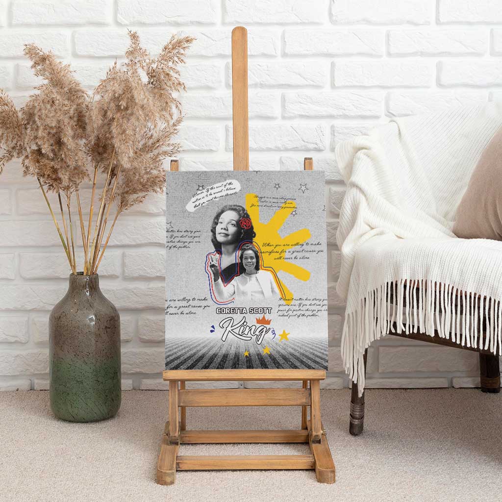 African American Coretta Scott King Canvas Wall Art Honoring The Legacy Hand Draw Style