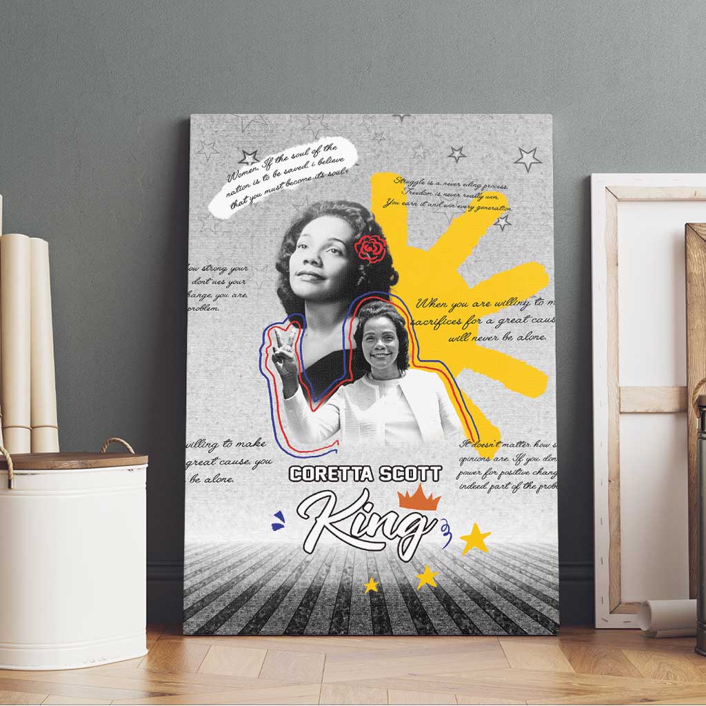 African American Coretta Scott King Canvas Wall Art Honoring The Legacy Hand Draw Style