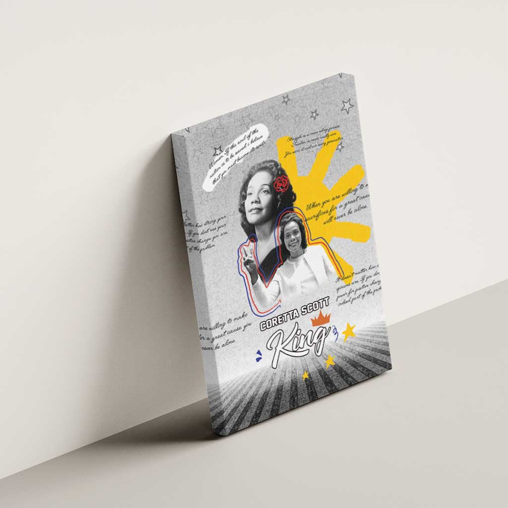 African American Coretta Scott King Canvas Wall Art Honoring The Legacy Hand Draw Style