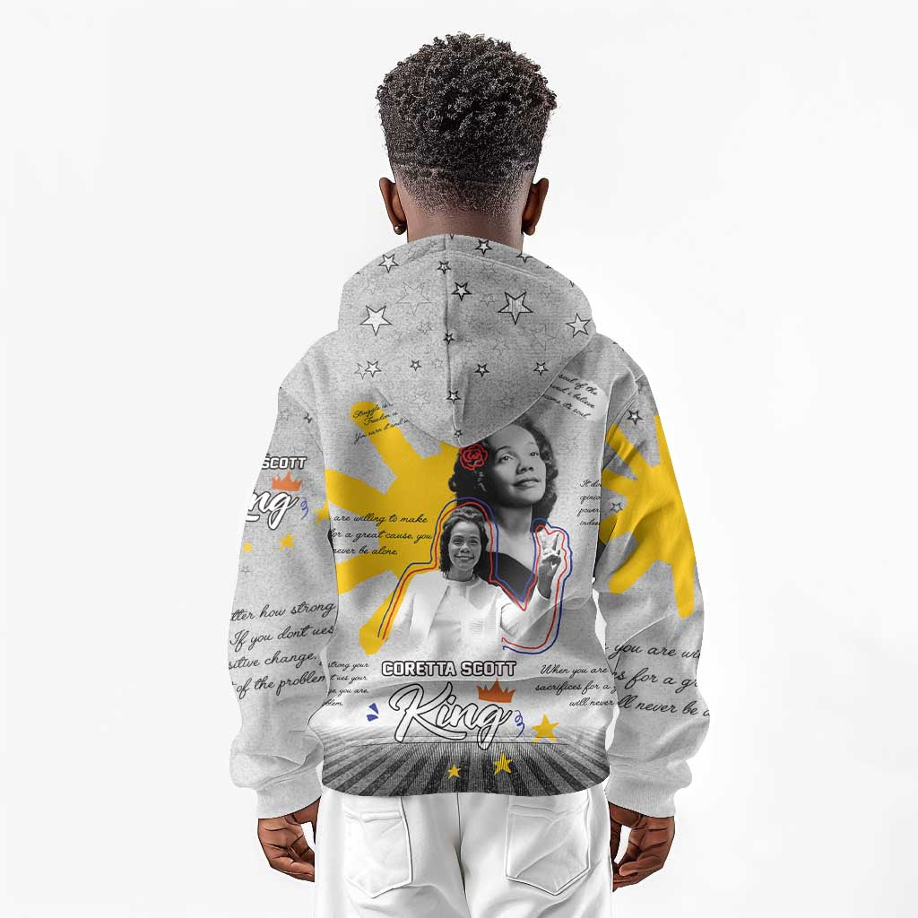 African American Coretta Scott King Kid Hoodie Honoring The Legacy Hand Draw Style