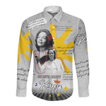 African American Coretta Scott King Long Sleeve Button Shirt Honoring The Legacy Hand Draw Style
