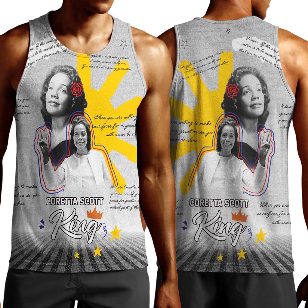 African American Coretta Scott King Men Tank Top Honoring The Legacy Hand Draw Style