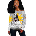 African American Coretta Scott King Off Shoulder Sweater Honoring The Legacy Hand Draw Style