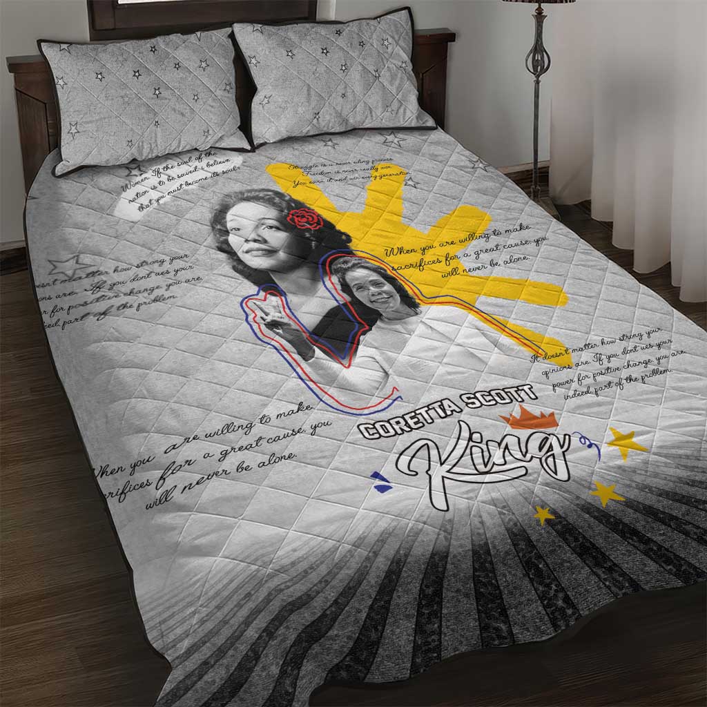 African American Coretta Scott King Quilt Bed Set Honoring The Legacy Hand Draw Style
