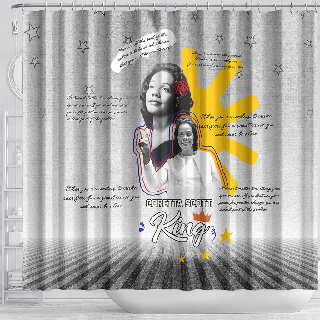 African American Coretta Scott King Shower Curtain Honoring The Legacy Hand Draw Style