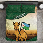 African Djibouti Bedding Set Camel Holding Jabuuti Flag - African Pride