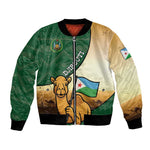 Personalized African Djibouti Bomber Jacket Camel Holding Jabuuti Flag - African Pride