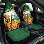 African Djibouti Car Seat Cover Camel Holding Jabuuti Flag - African Pride