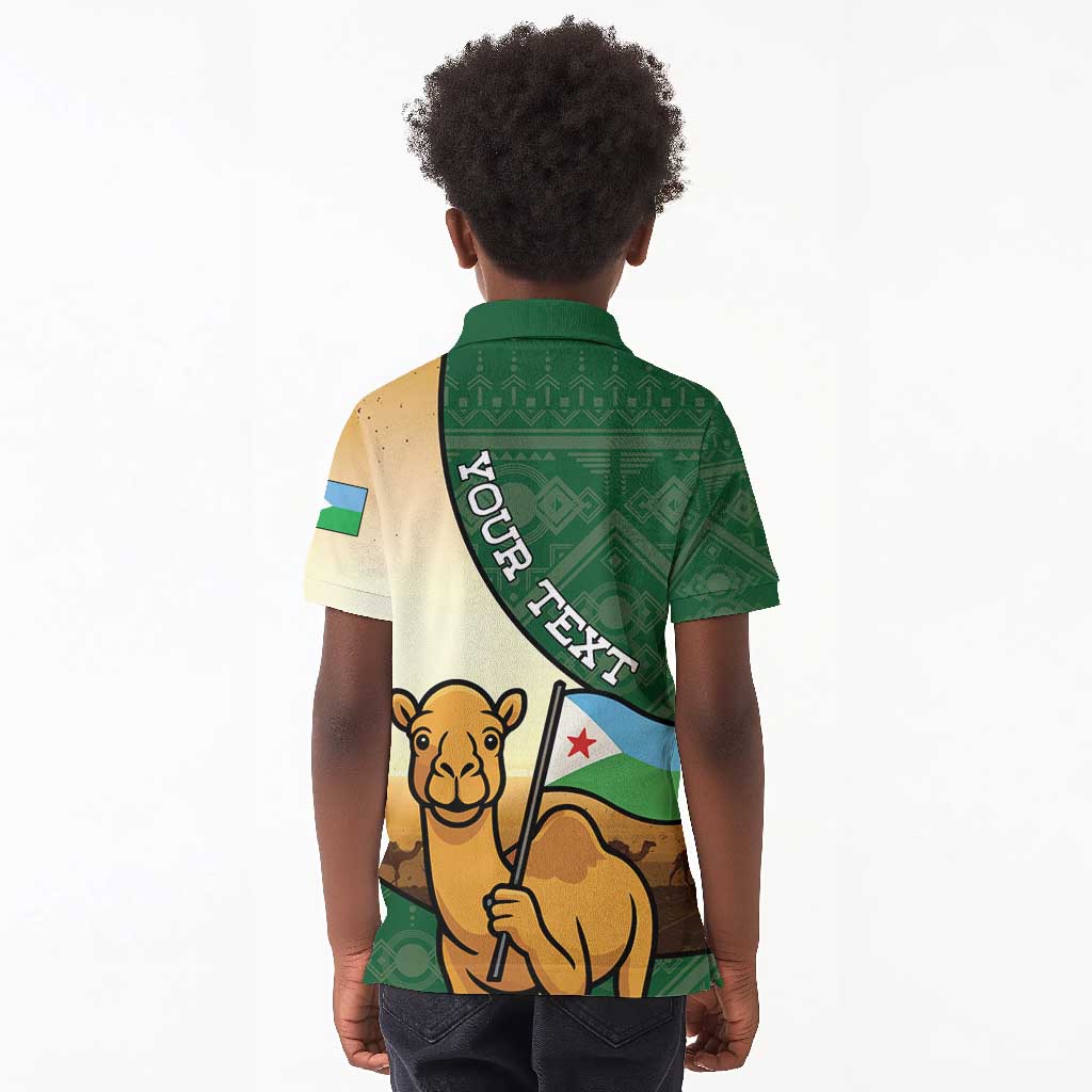 Personalized African Djibouti Kid Polo Shirt Camel Holding Jabuuti Flag - African Pride