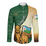 Personalized African Djibouti Long Sleeve Button Shirt Camel Holding Jabuuti Flag - African Pride