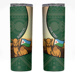 Personalized African Djibouti Skinny Tumbler Camel Holding Jabuuti Flag - African Pride
