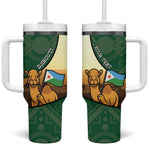 Personalized African Djibouti Tumbler With Handle Camel Holding Jabuuti Flag - African Pride