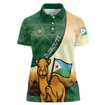 Personalized African Djibouti Women Polo Shirt Camel Holding Jabuuti Flag - African Pride