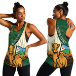Personalized African Djibouti Women Racerback Tank Camel Holding Jabuuti Flag - African Pride