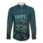 Dope Like Hip Hop Long Sleeve Button Shirt Hiphop Graffiti Style - African Pride