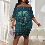 Dope Like Hip Hop Off Shoulder Short Dress Hiphop Graffiti Style - African Pride