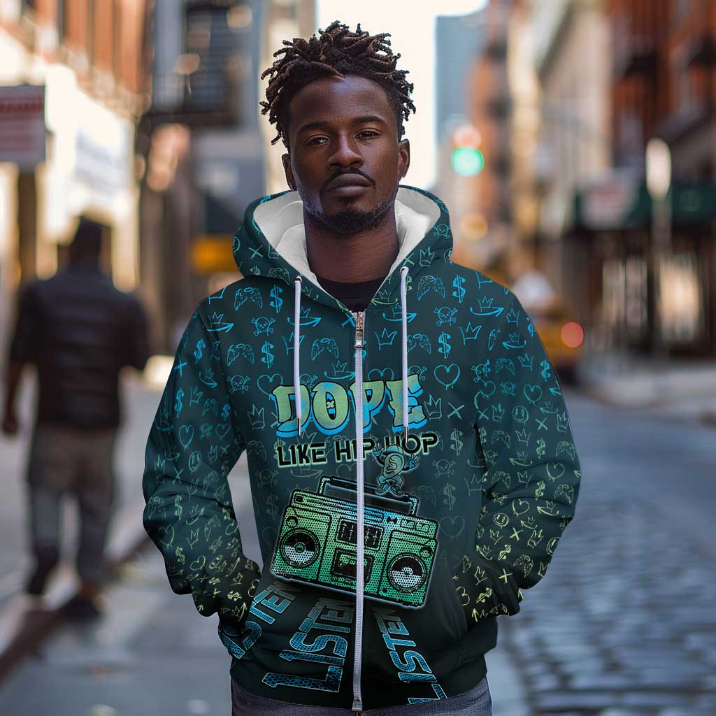 Dope Like Hip Hop Zip Hoodie Hiphop Graffiti Style - African Pride