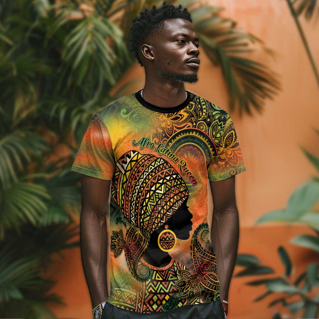 Black Women T shirt Afro Latina Queen - African Pride