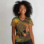 Black Women Women V-Neck T-Shirt Afro Latina Queen - African Pride