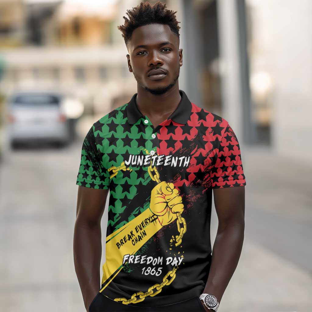 Personalized Juneteenth 1865 Polo Shirt Break Every Chain
