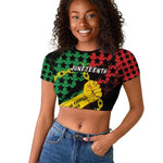 Personalized Juneteenth 1865 Raglan Cropped T shirt Break Every Chain