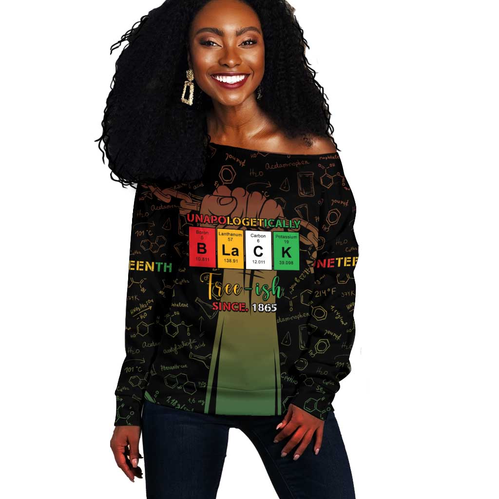 Juneteenth 1865 Off Shoulder Sweater Unapologetically Black