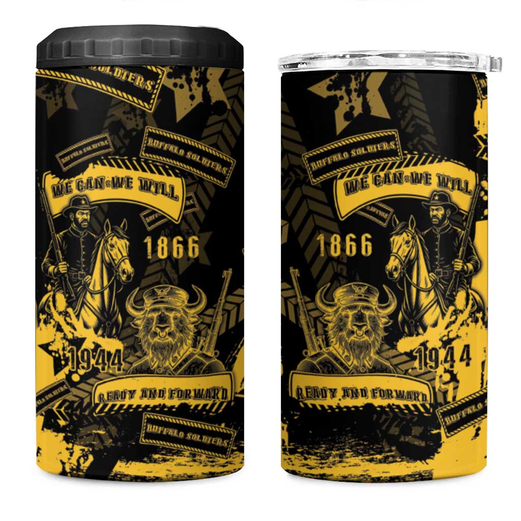 Buffalo Soldiers African American 4 in 1 Can Cooler Tumbler Military Urban Retro Style - African Pride