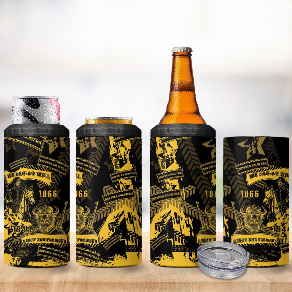 Buffalo Soldiers African American 4 in 1 Can Cooler Tumbler Military Urban Retro Style - African Pride