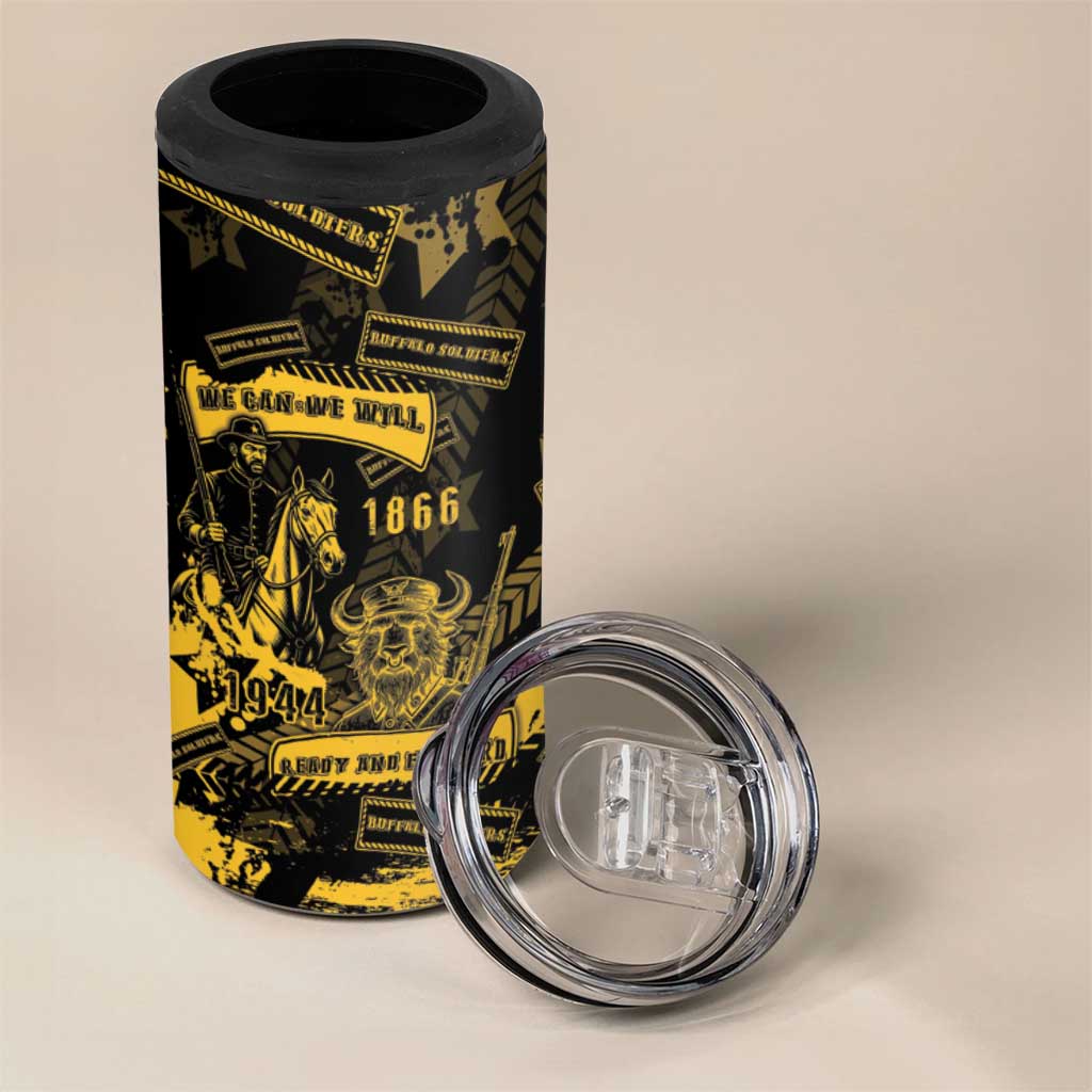 Buffalo Soldiers African American 4 in 1 Can Cooler Tumbler Military Urban Retro Style - African Pride
